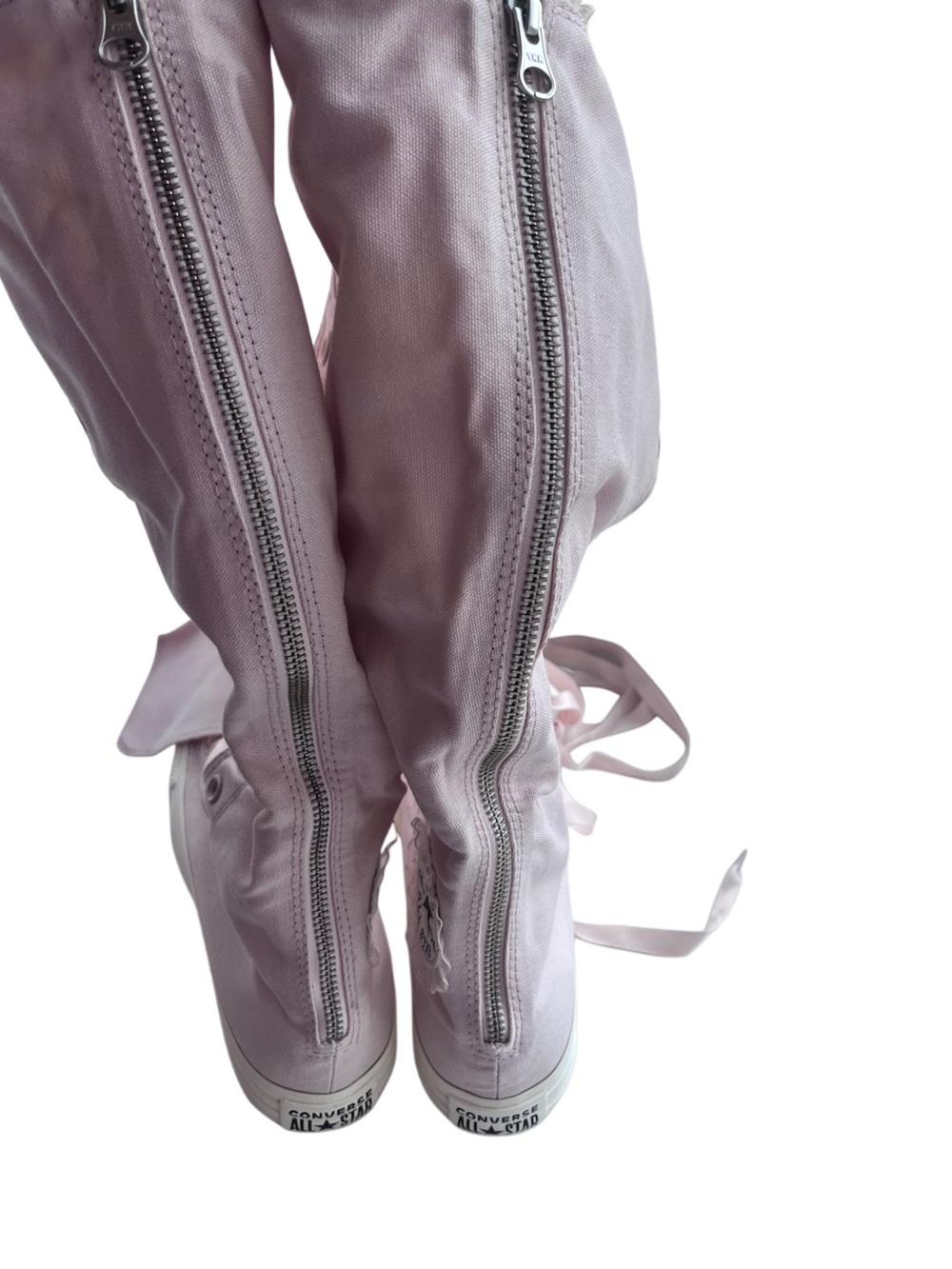 Converse Tall Lace-Up Knee-High Canvas Boots in Pale Pink - Picture 8 of 12